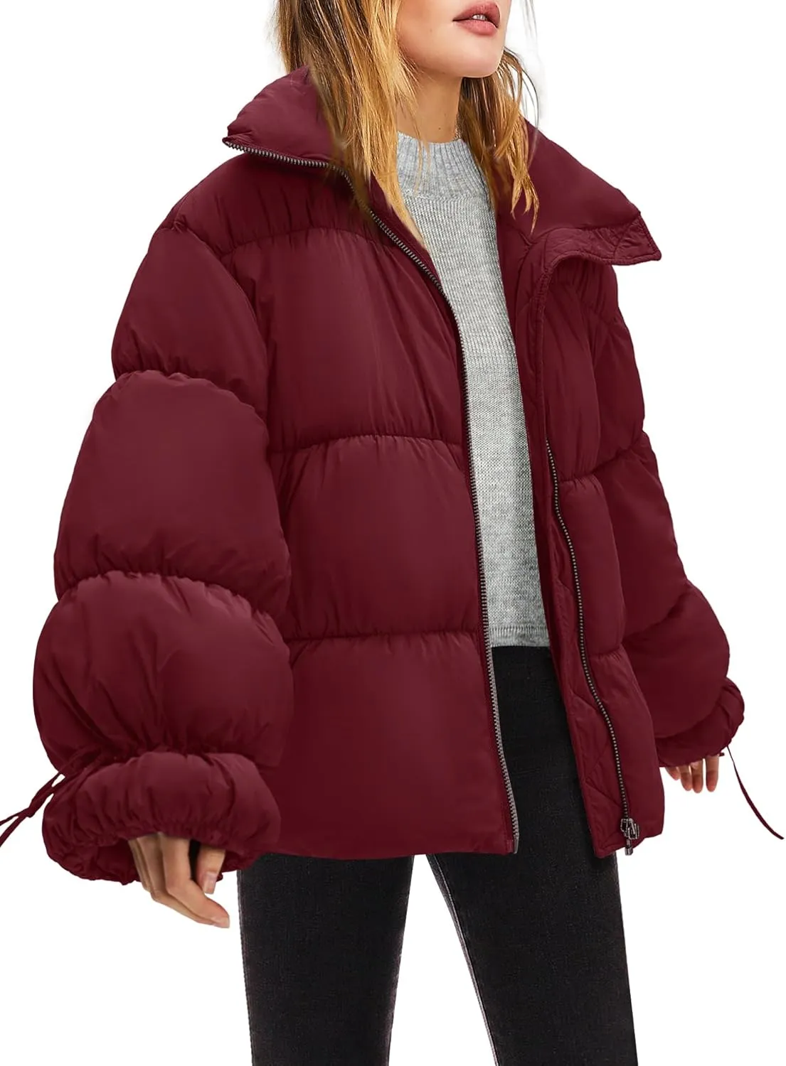 Panadila Womens Oversized Puffer Jacket Warm Winter Cozy Coats Casual Baggy Full Zip Up Puffer Coat with Pockets