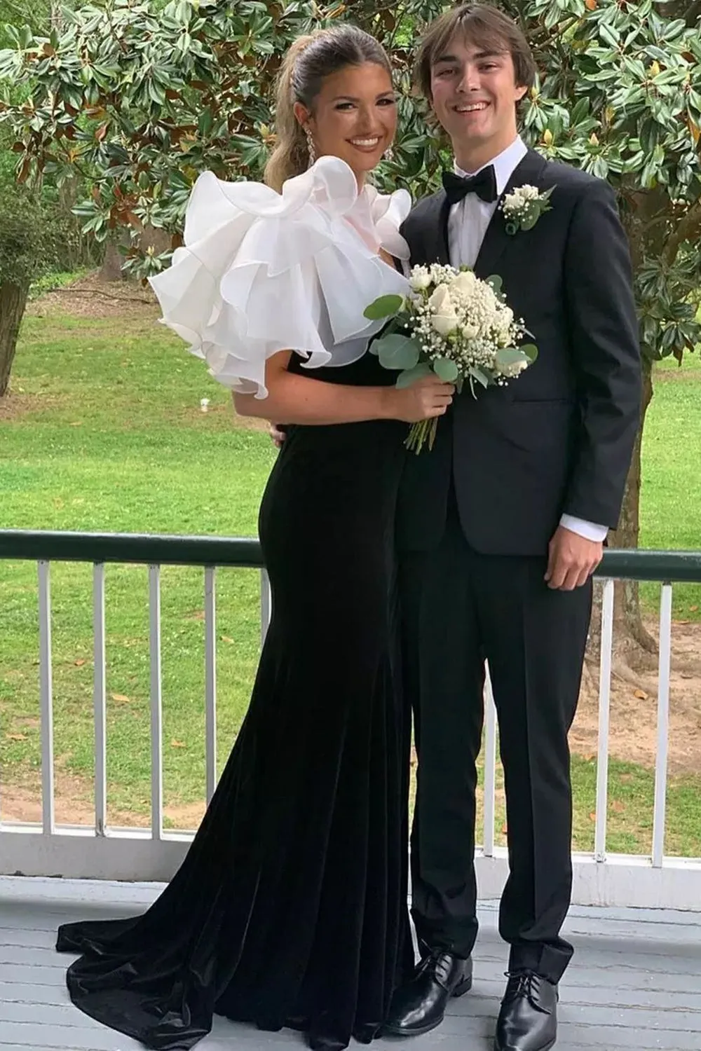 Paris |Mermaid V Neck Velvet Prom Dress with Slit