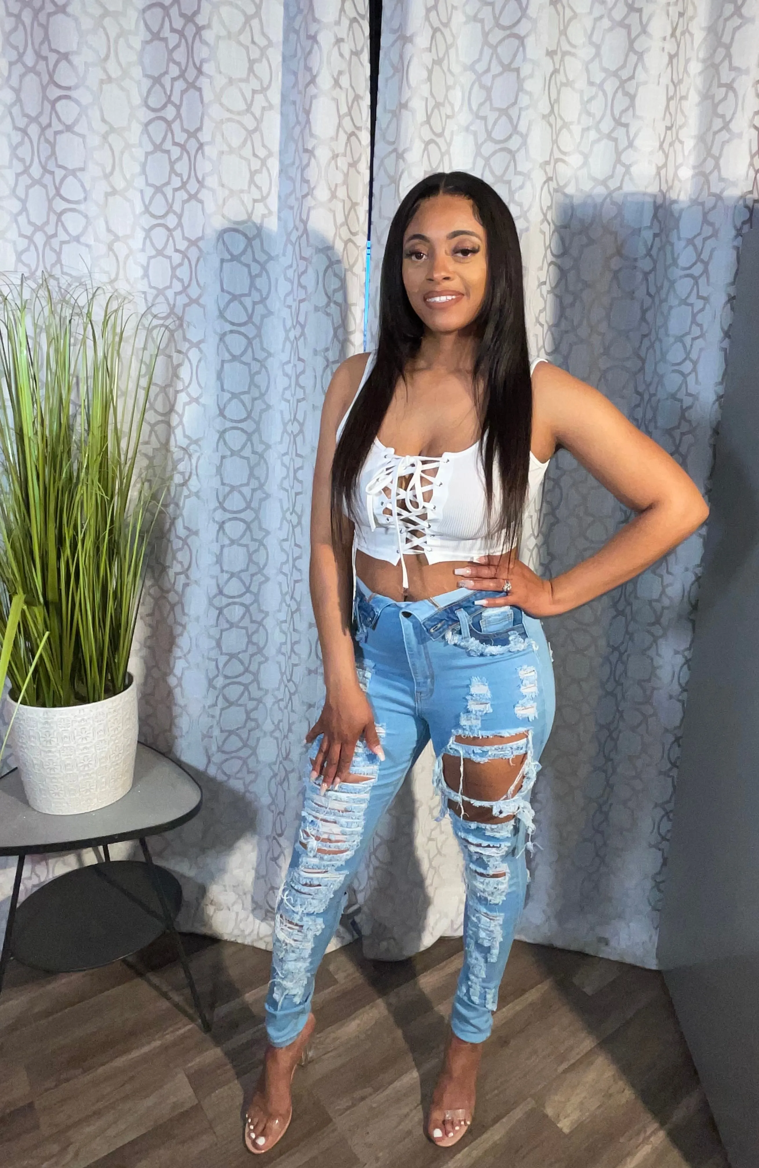 Peek a Boo Lace Up Vest