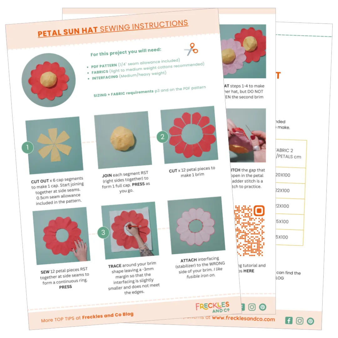 Petal Kids Sun Hat Sewing Pattern and Instructions
