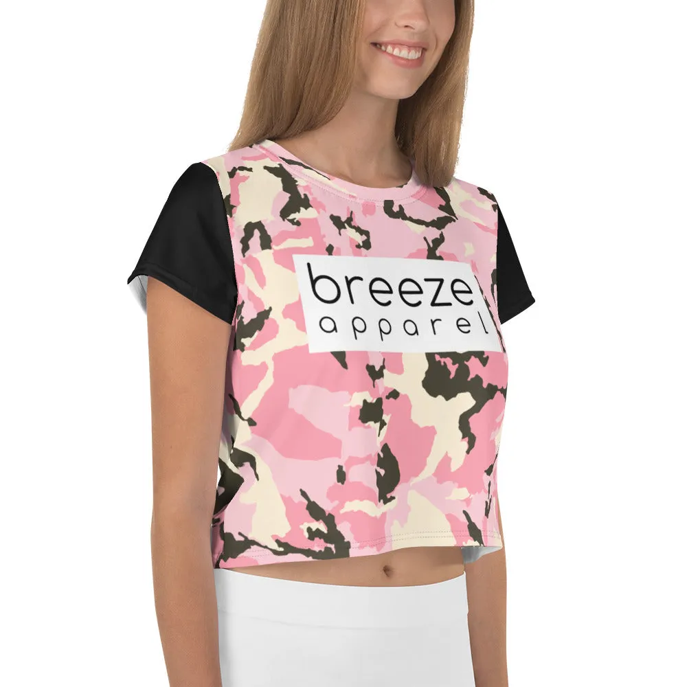 'Pink Camo' all-over crop top