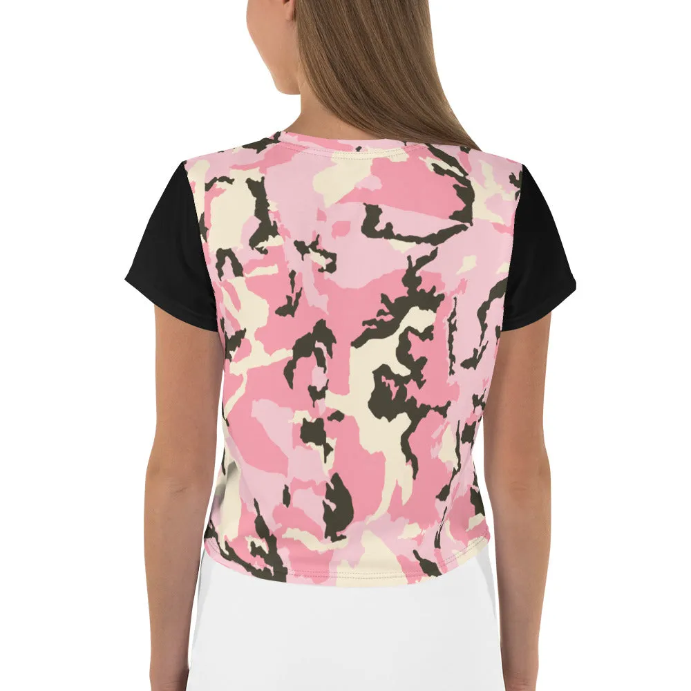 'Pink Camo' all-over crop top
