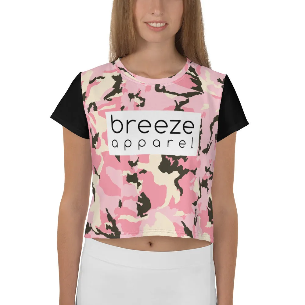 'Pink Camo' all-over crop top
