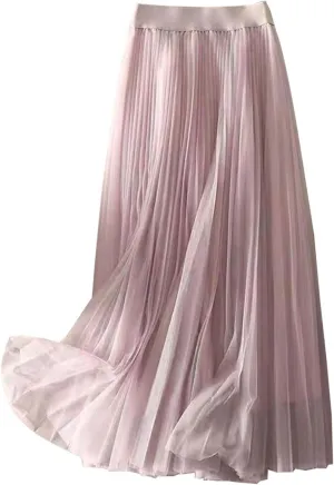 Playing Girl Women's High Waist Pleated Chiffon Skirt Casual Midi Skirt Lightweight Flowing Half Skirt for Summer