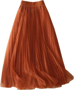 Playing Girl Women's High Waist Pleated Chiffon Skirt Casual Midi Skirt Lightweight Flowing Half Skirt for Summer