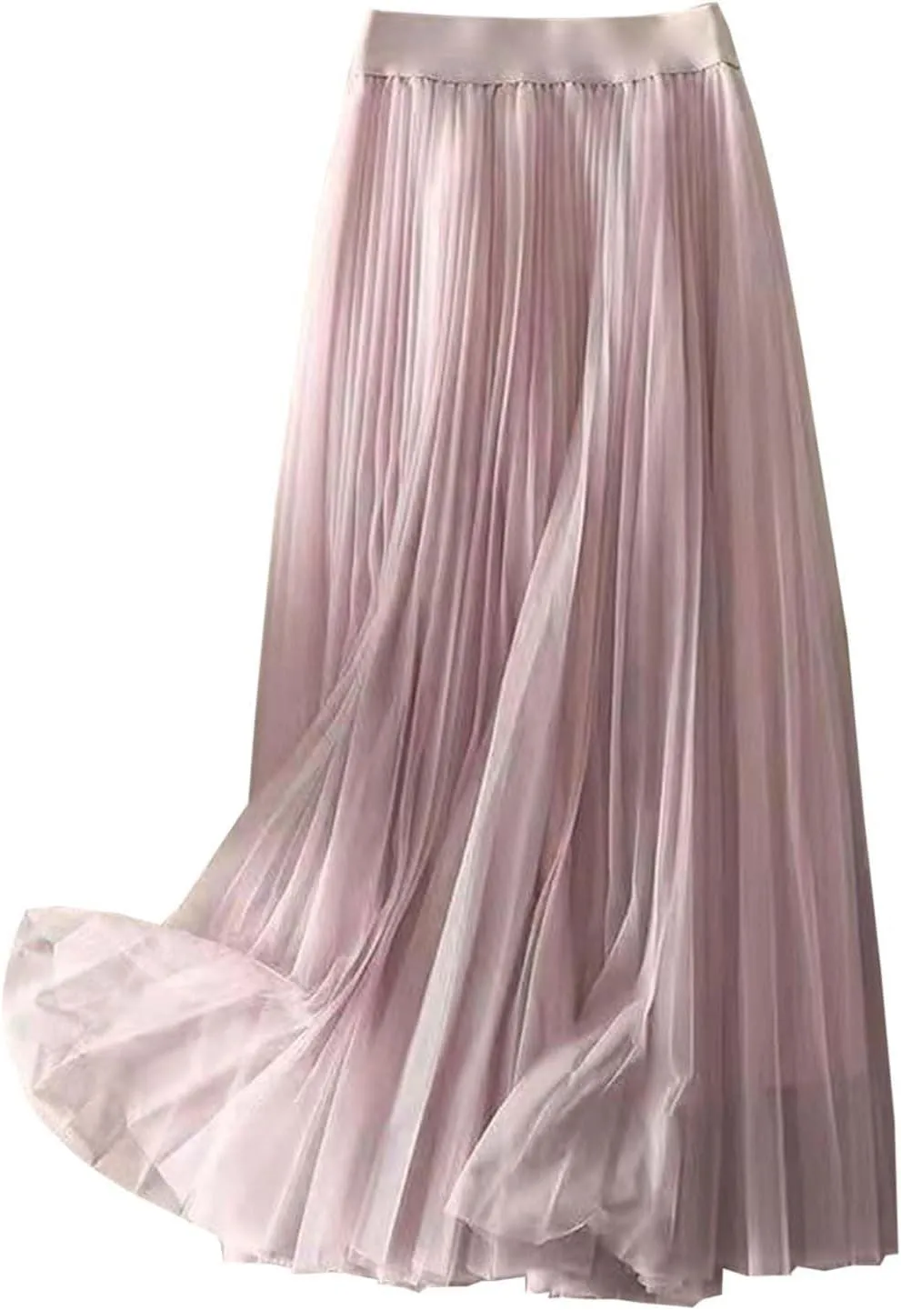 Playing Girl Women's High Waist Pleated Chiffon Skirt Casual Midi Skirt Lightweight Flowing Half Skirt for Summer