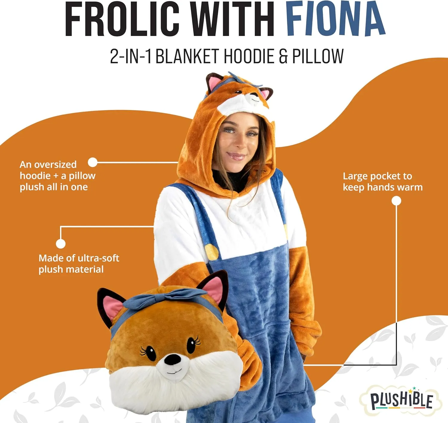 Plushible Wearable Blanket Hoodie, 2-in-1 Oversized Hoodie Blanket Pillow, Long Sleeve Sweatshirt Pocket, Cozy Holiday Gift