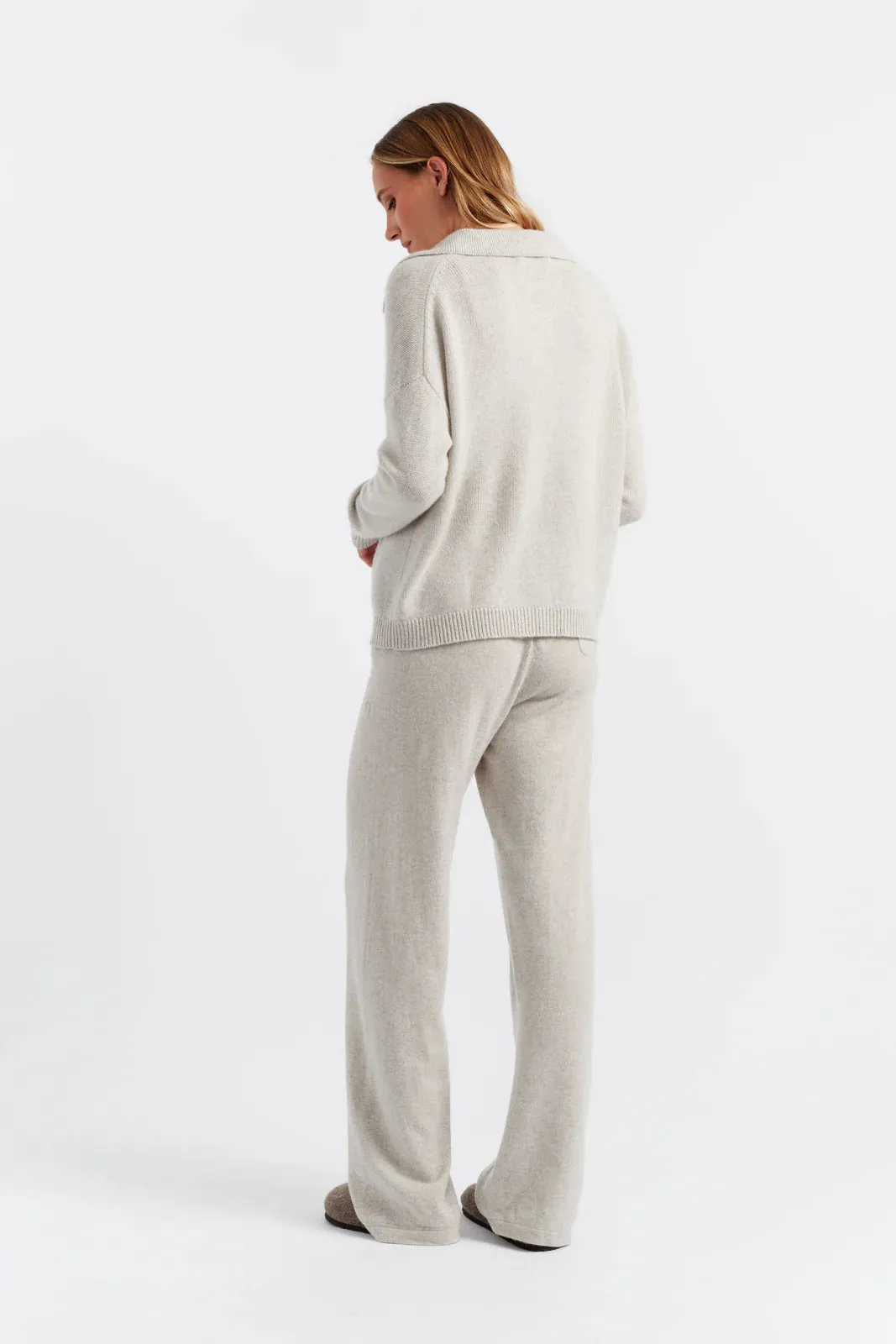 Pure Cashmere Summer Collared Sweater - TAUPE