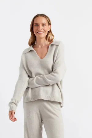 Pure Cashmere Summer Collared Sweater - TAUPE