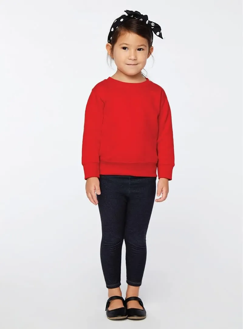 RABBIT SKINS Toddler Sweatshirt  Unisex Crewneck Pullover, Cozy Fleece, Long Sleeve, Soft & Warm, True to Size (Style 3317)