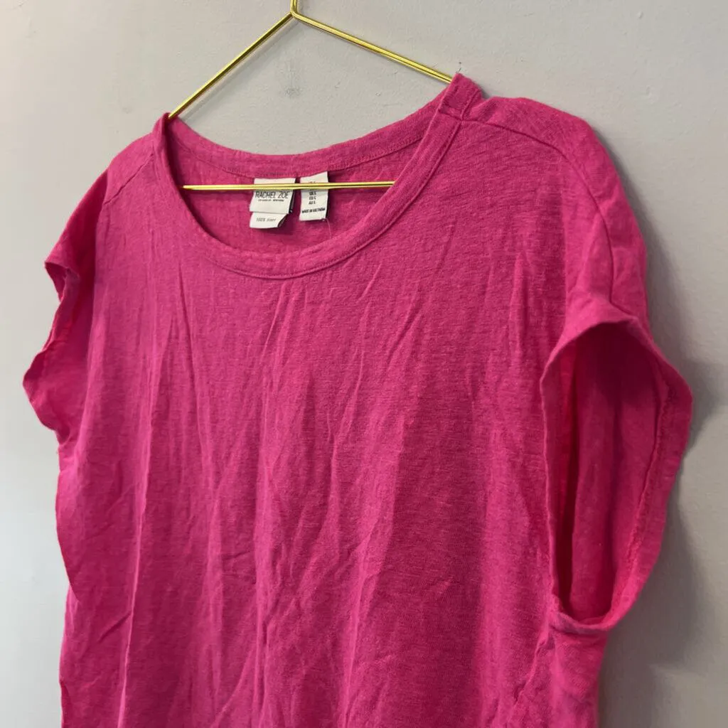 Rachel Zoe Pink Boxy Short Sleeve Crop Top Large