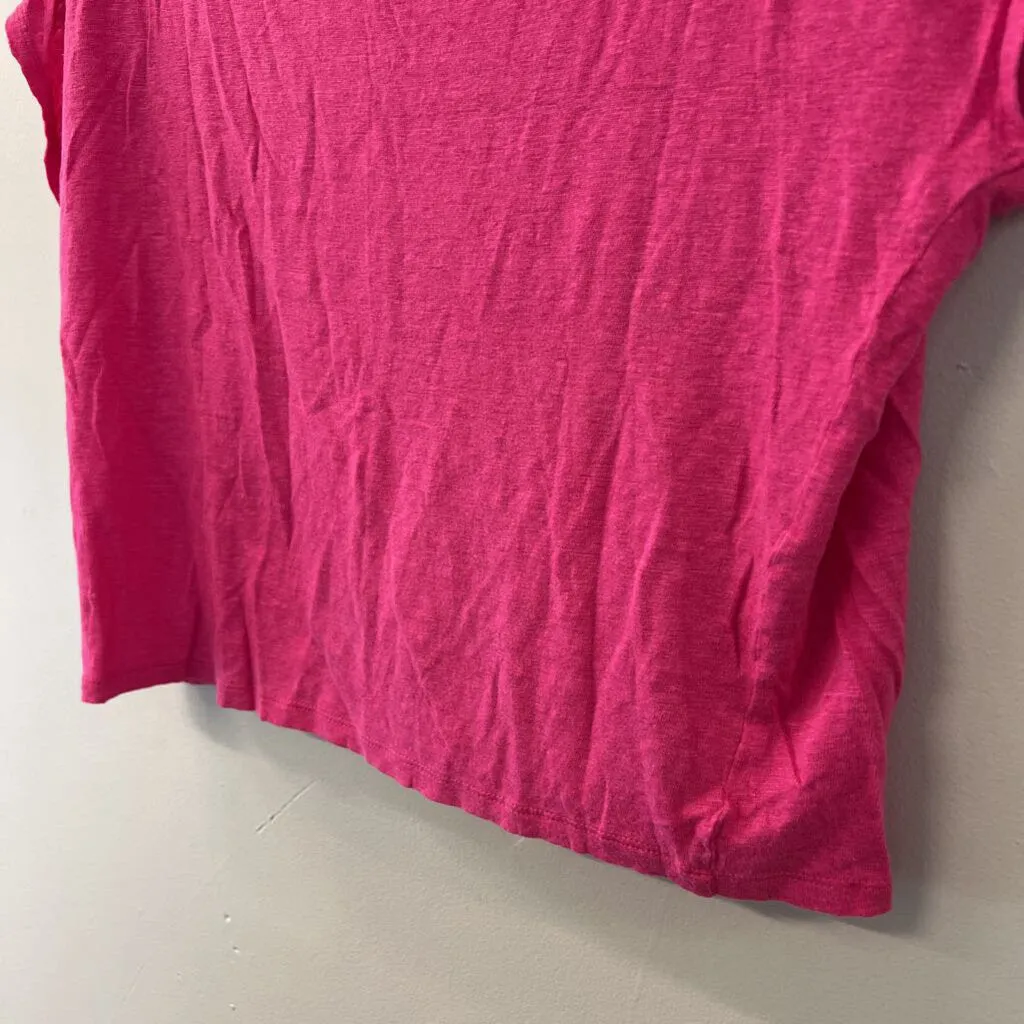 Rachel Zoe Pink Boxy Short Sleeve Crop Top Large
