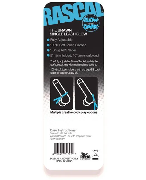 Rascal Brawn Silicone Single Leash Glow Blue