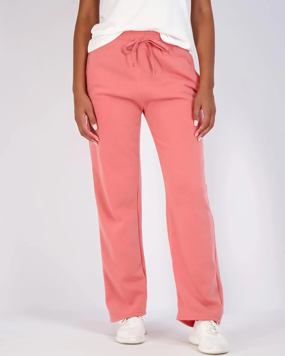 Real Essentials 3 Pack: Women's Relaxed Fit Fleece Open Bottom Sweatpants - Casual Athleisure (Available in Plus)