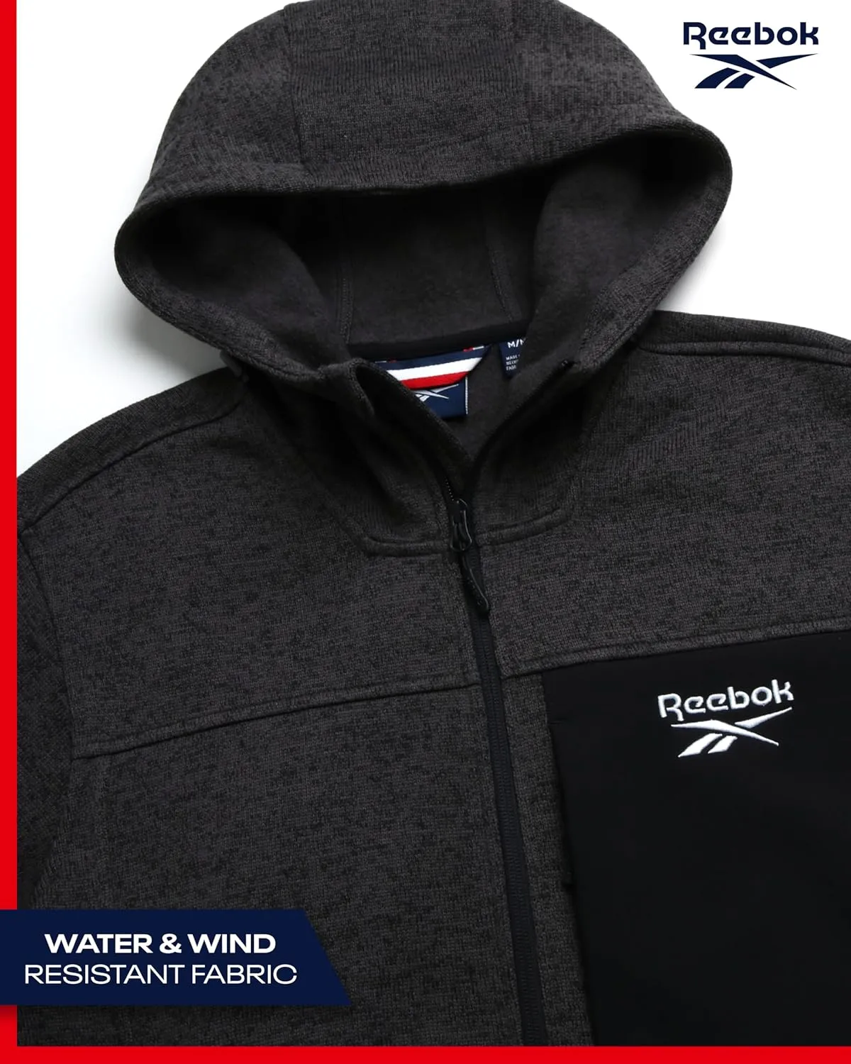 Reebok Men's Sweater Jacket - Fleece Lined Weather Resistant Insulated Outerwear - Cozy Sweater Jackets for Men (Sizes:M-XXL)