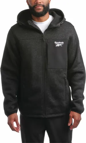 Reebok Men's Sweater Jacket - Fleece Lined Weather Resistant Insulated Outerwear - Cozy Sweater Jackets for Men (Sizes:M-XXL)