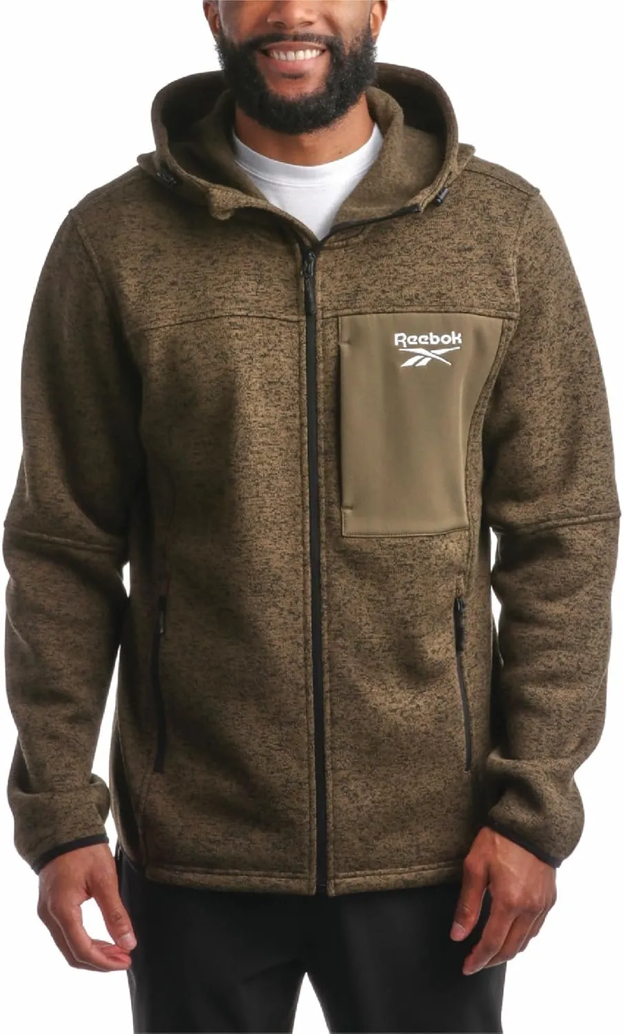 Reebok Men's Sweater Jacket - Fleece Lined Weather Resistant Insulated Outerwear - Cozy Sweater Jackets for Men (Sizes:M-XXL)