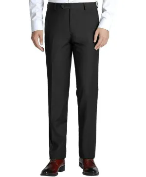 Renoir Solid Black Men's Slim Fit Dress Pants Flat Front