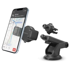 Roller Grip Phone Mount Kit | Vent   Dash   Windshield | Black