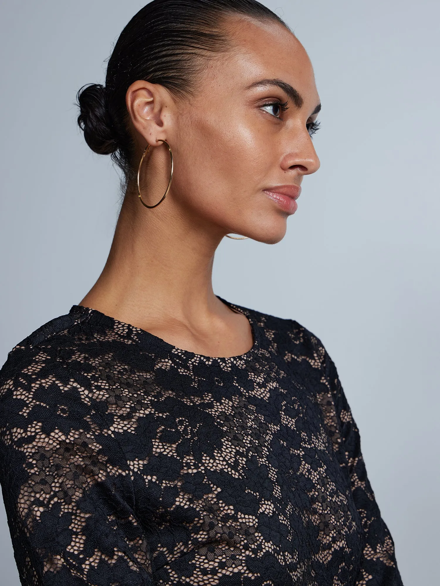 Round Neck Lace Lined Catsuit
