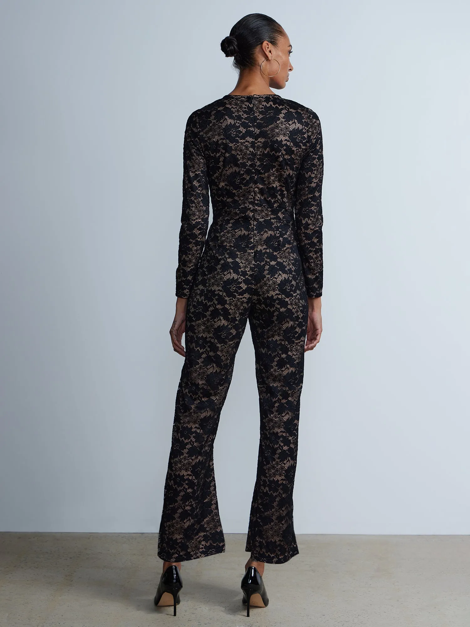 Round Neck Lace Lined Catsuit