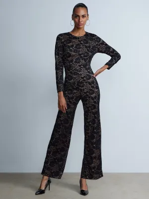 Round Neck Lace Lined Catsuit