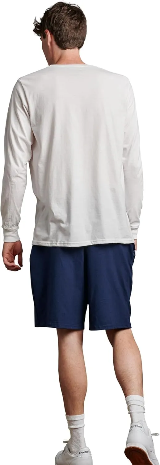 Russell Athletic Men's Relaxed Fit 9" Cotton Shorts with Pockets, Adjustable Elastic Waist, Sizes S-4X
