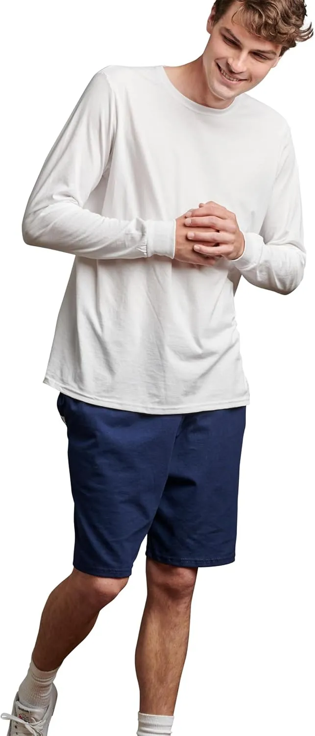 Russell Athletic Men's Relaxed Fit 9" Cotton Shorts with Pockets, Adjustable Elastic Waist, Sizes S-4X