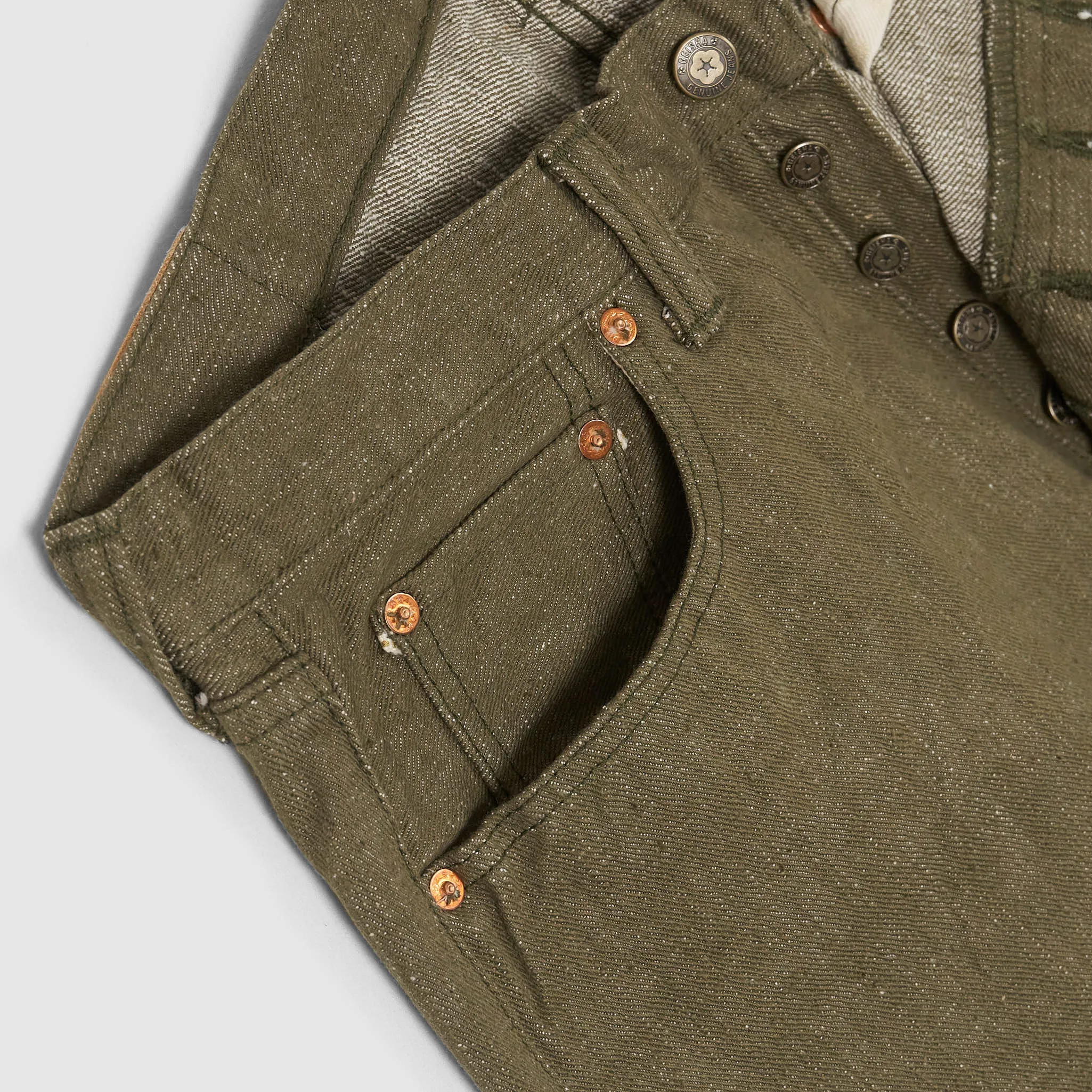 Samurai Jeans Slim Tapered 5 Pocket Green Selvage Denim
