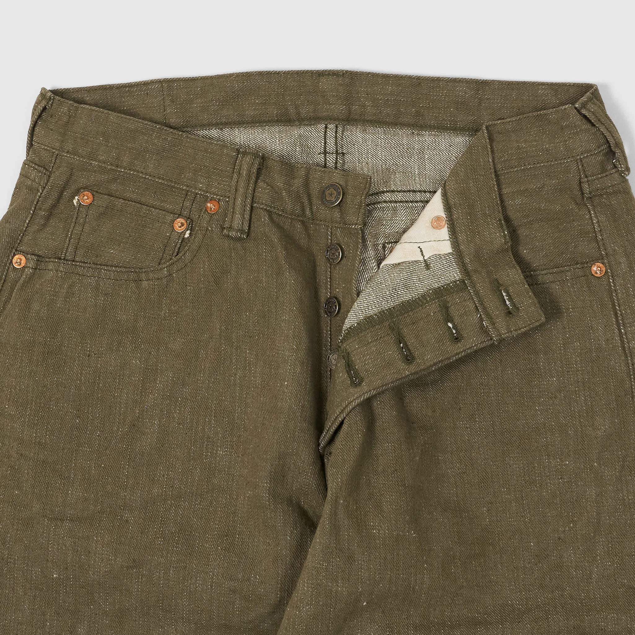 Samurai Jeans Slim Tapered 5 Pocket Green Selvage Denim