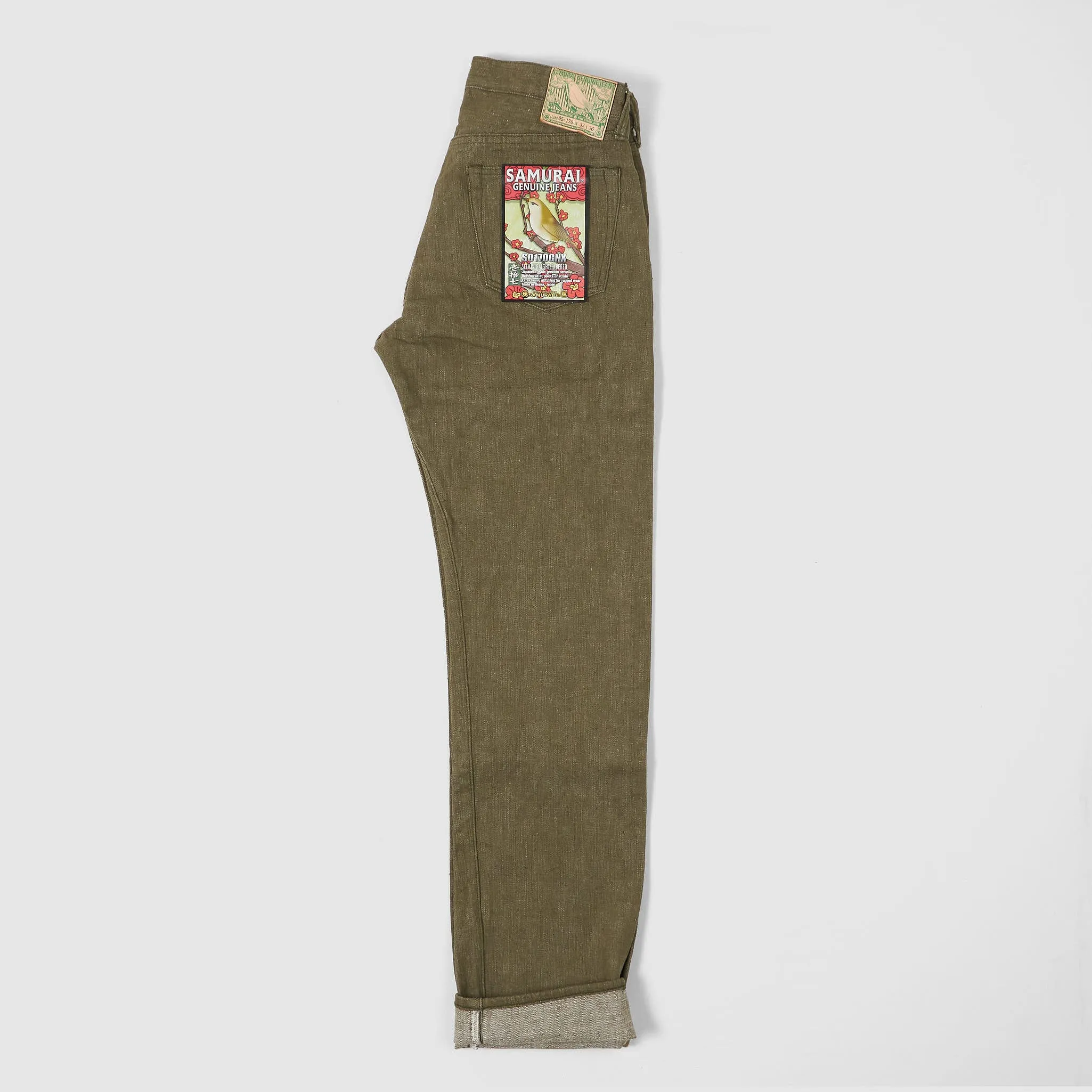 Samurai Jeans Slim Tapered 5 Pocket Green Selvage Denim
