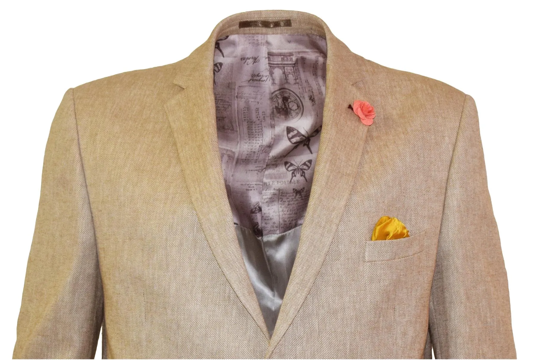 SCOTT Mens Big Size Stone Linen Blend Texture Jacket