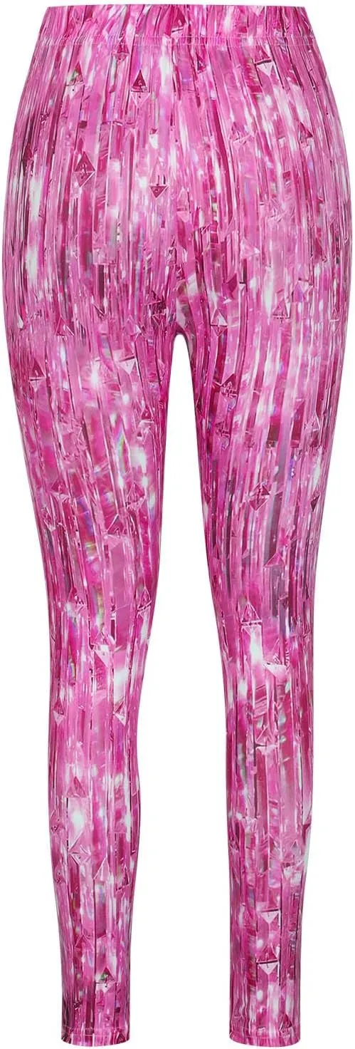 Sequin Print Pants Women Fashion Y2K Yoga Workout Leggings Stretch High Waisted Elastic Streetwear Cozy Lounge Slacks