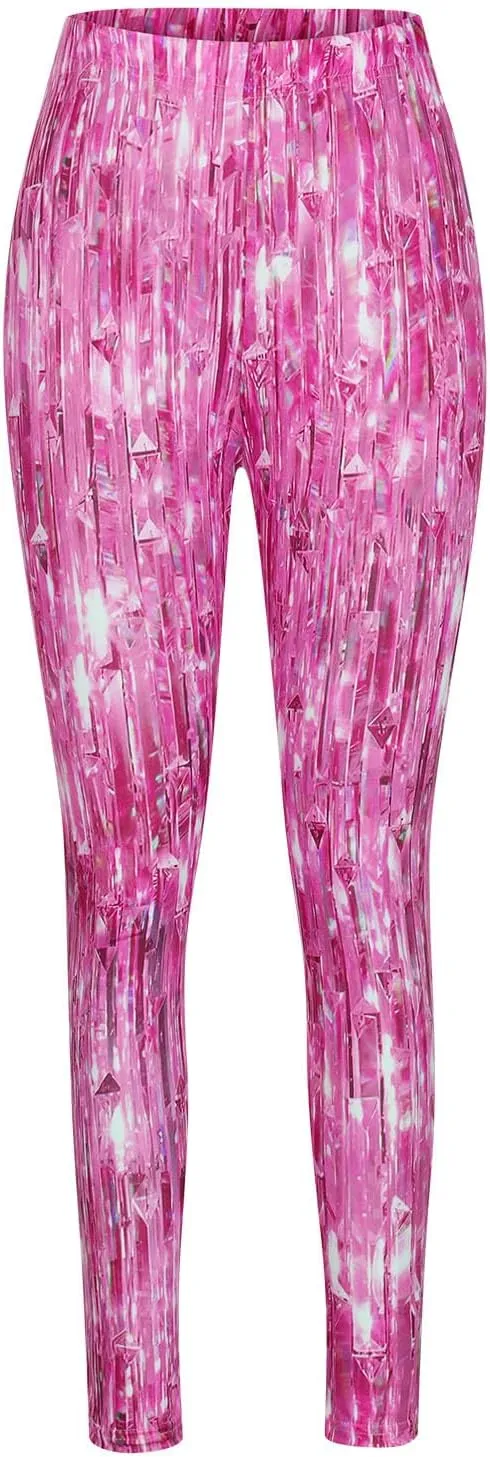 Sequin Print Pants Women Fashion Y2K Yoga Workout Leggings Stretch High Waisted Elastic Streetwear Cozy Lounge Slacks