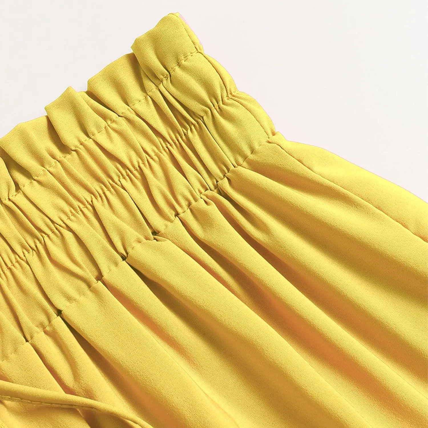 Skirts for Women Summer Drawstring High Waist Midi Skirt Loose Aline Solid Color Tiered Ruffle Knee Length Skirt