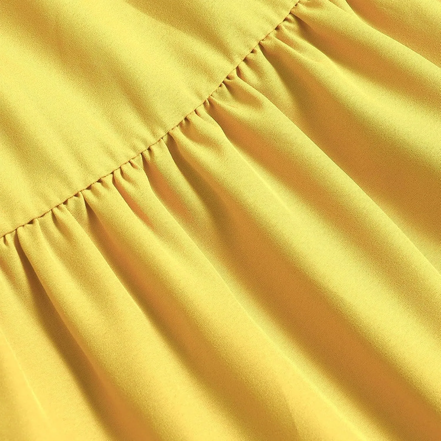 Skirts for Women Summer Drawstring High Waist Midi Skirt Loose Aline Solid Color Tiered Ruffle Knee Length Skirt