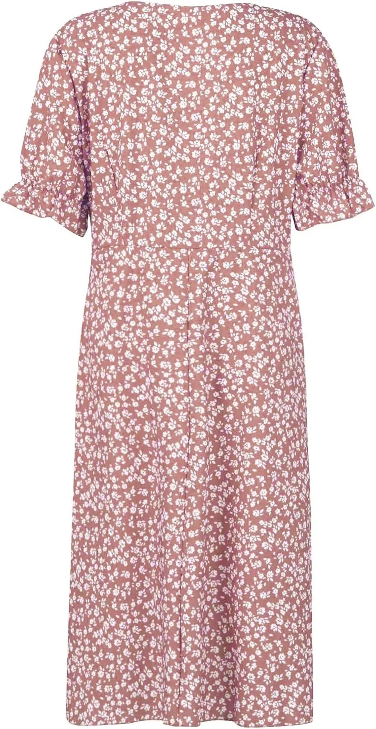 Spring Dresses for Women 2025 Fashion Floral Print V Neck 3/4 Sleeve Dress High Waist Boho Dresses Wrap Maxi Dress