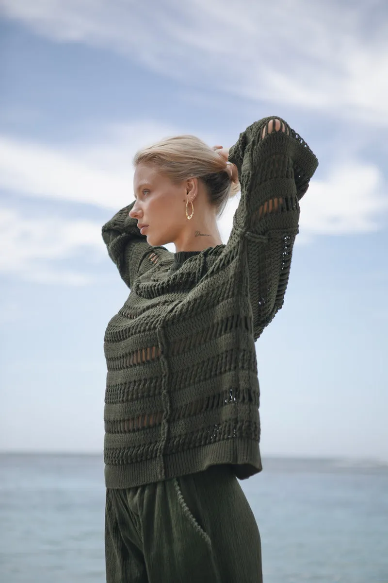 STILL I RISE KNIT JUMPER - OLIVE