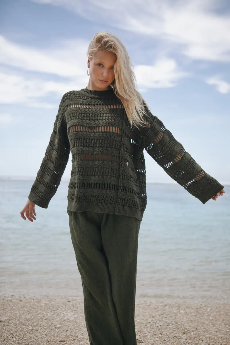 STILL I RISE KNIT JUMPER - OLIVE