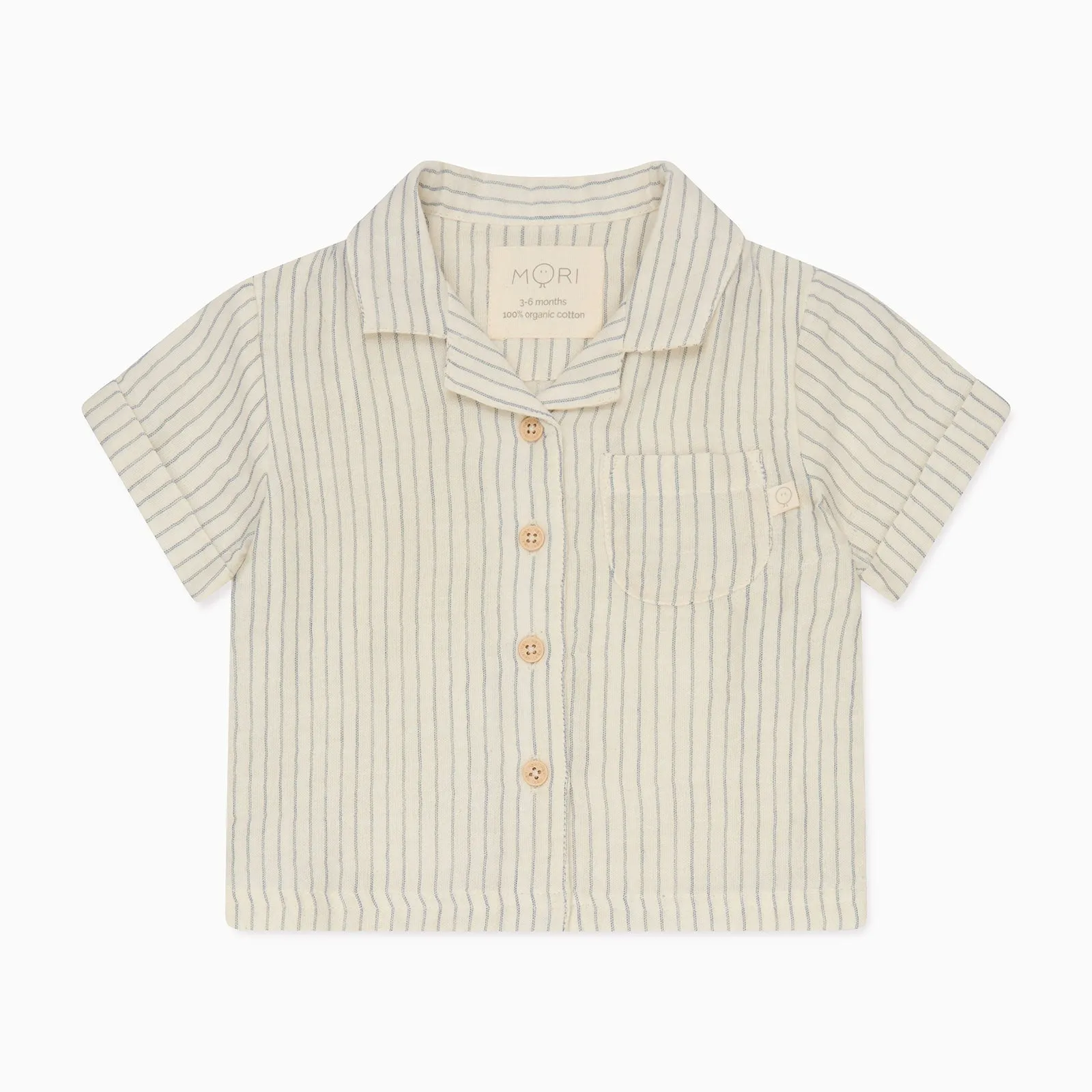 Striped Muslin Short Sleeve Shirt & Denim Shorts Set