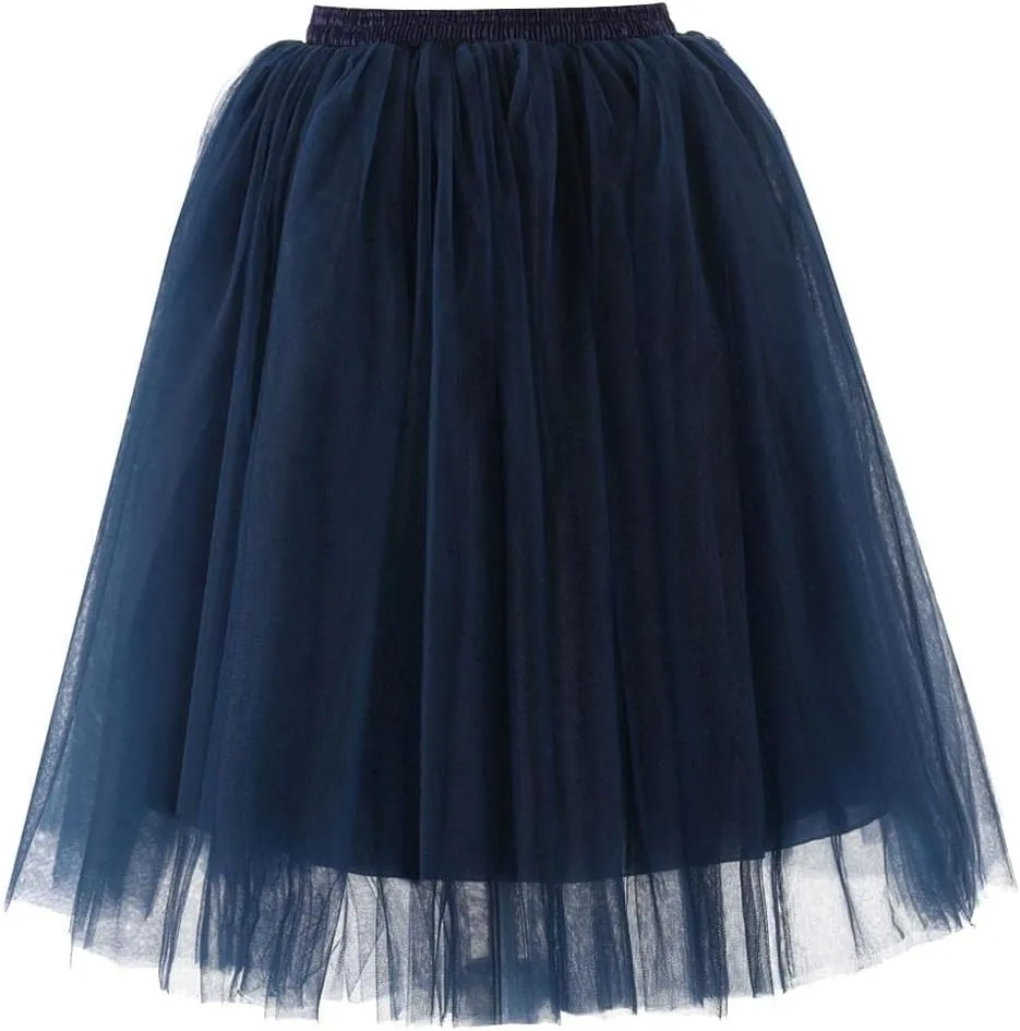 Summer Casual Tutu Skirt for Women Mesh Tulle Layered Pleated Plain Short Midi Ballet Bubble Skirt Loose Party Pettiskirts