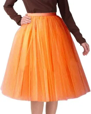 Summer Casual Tutu Skirt for Women Mesh Tulle Layered Pleated Plain Short Midi Ballet Bubble Skirt Loose Party Pettiskirts