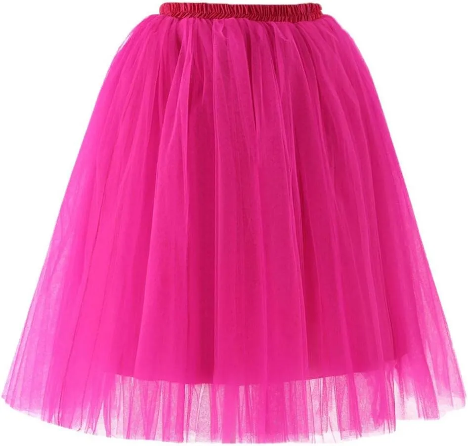 Summer Casual Tutu Skirt for Women Mesh Tulle Layered Pleated Plain Short Midi Ballet Bubble Skirt Loose Party Pettiskirts