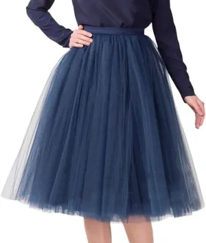 Summer Casual Tutu Skirt for Women Mesh Tulle Layered Pleated Plain Short Midi Ballet Bubble Skirt Loose Party Pettiskirts
