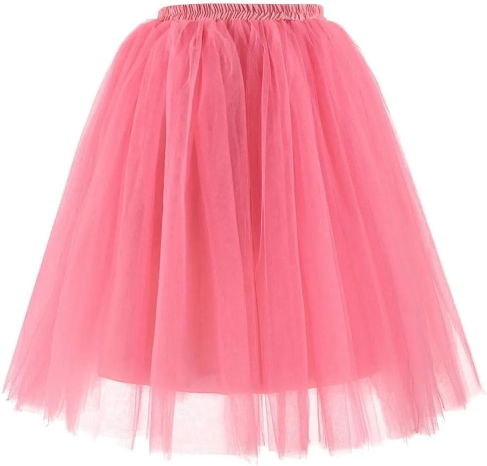 Summer Casual Tutu Skirt for Women Mesh Tulle Layered Pleated Plain Short Midi Ballet Bubble Skirt Loose Party Pettiskirts