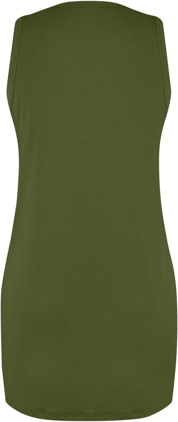 Summer Dresses for Women 2024 Trendy Scoop Neck Tank Dress Sleeveless Dressy Casual Sundress with Pocket