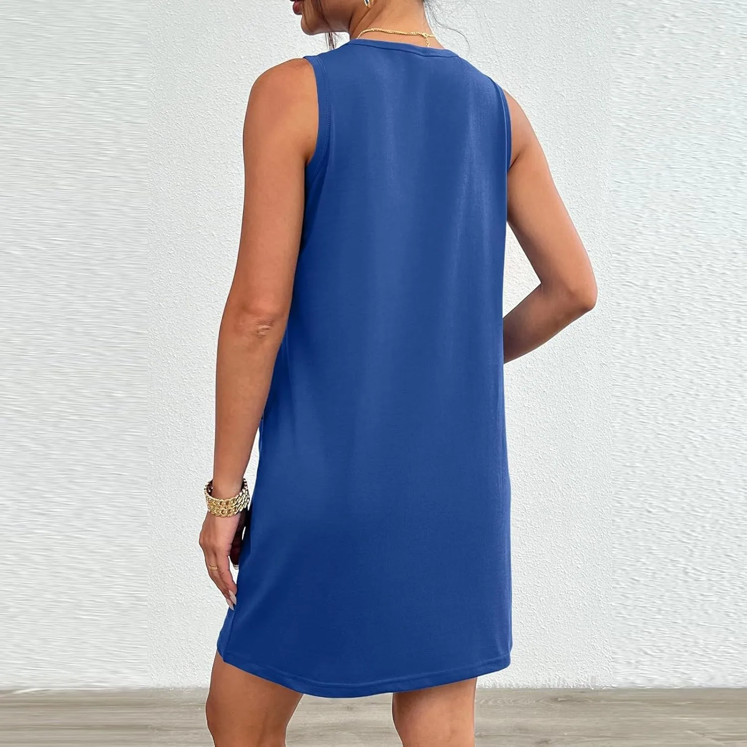 Summer Dresses for Women 2024 Trendy Scoop Neck Tank Dress Sleeveless Dressy Casual Sundress with Pocket