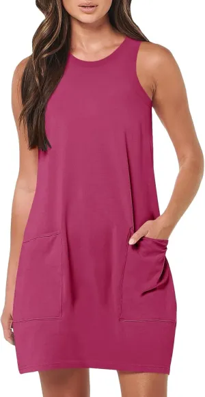 Summer Dresses for Women 2024 Trendy Scoop Neck Tank Dress Sleeveless Dressy Casual Sundress with Pocket