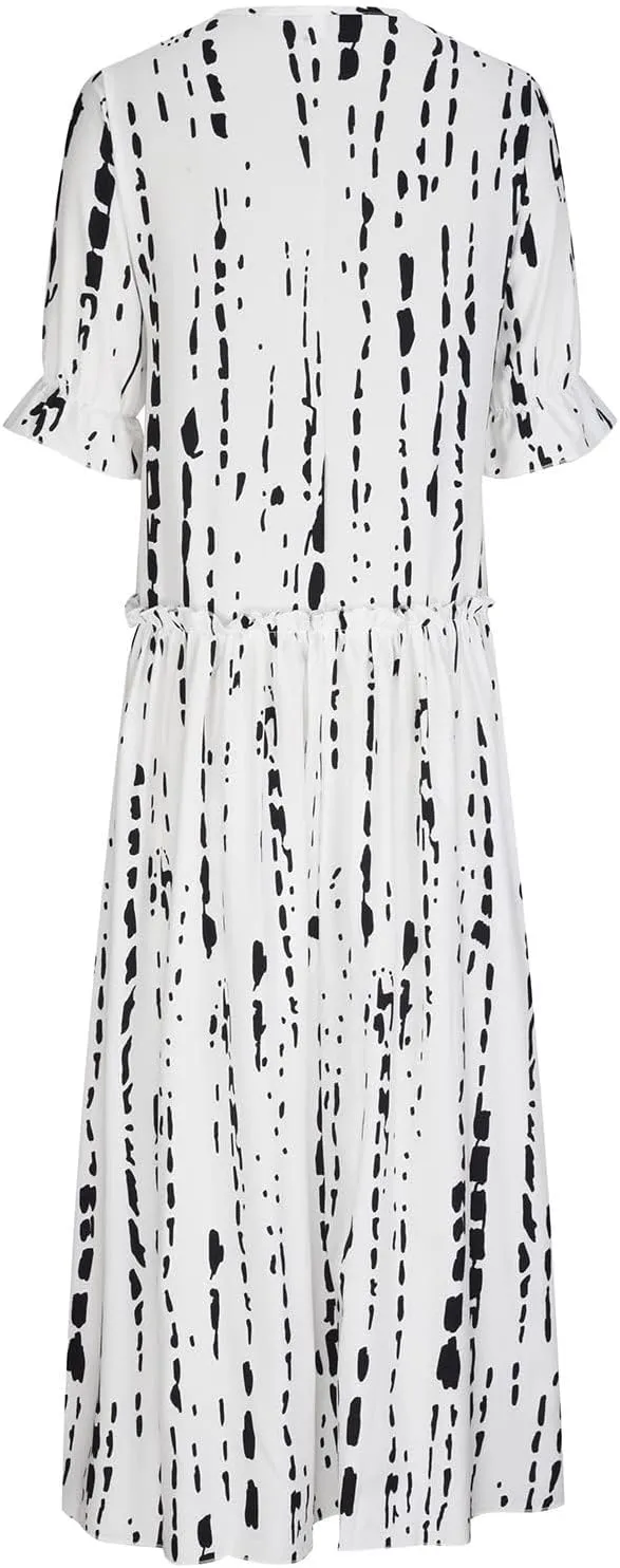 Summer Dresses for Women 2025 Casual Half Sleeve V Neck Boho Maxi Dress Plus Size Loose Flowy Beach Long Sundress