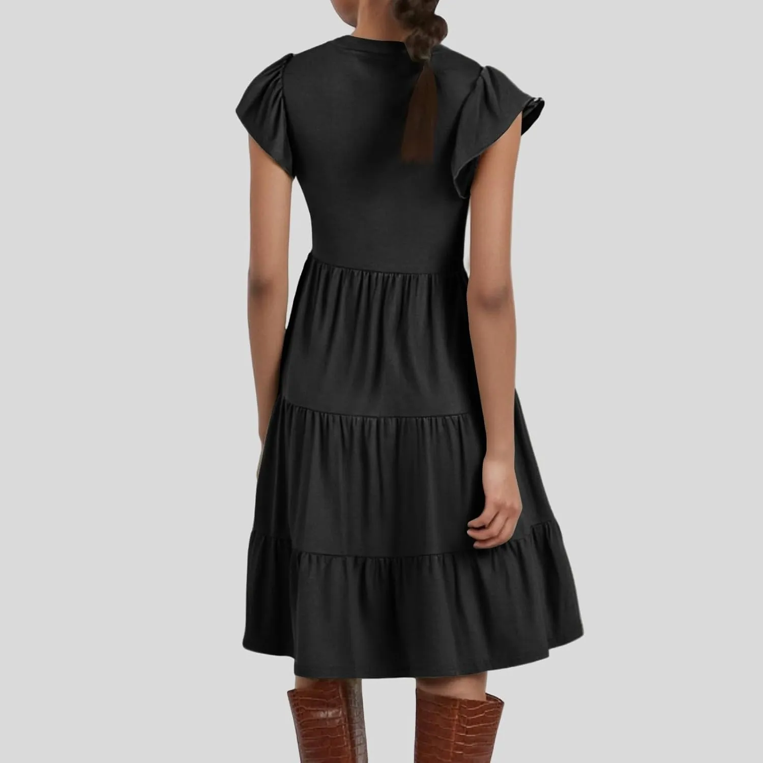 Summer Dresses for Women 2025 Ruffle Sleeve V-Neck Layered A-Line Midi Wedding Guest Boho Beach Vacation Sundresses